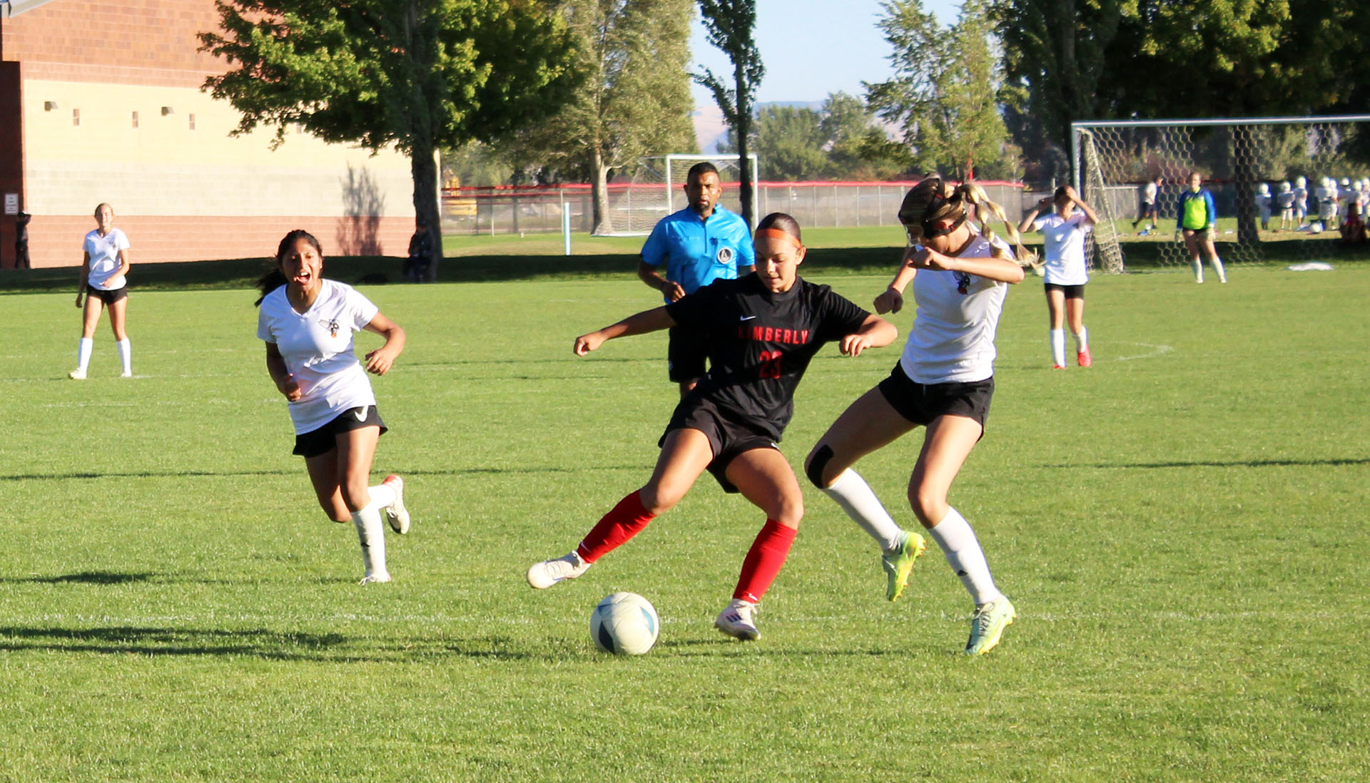 KHS sophomore Emma Chavez battles for the ball during a game against Declo this season. | Photo by Avily Davis