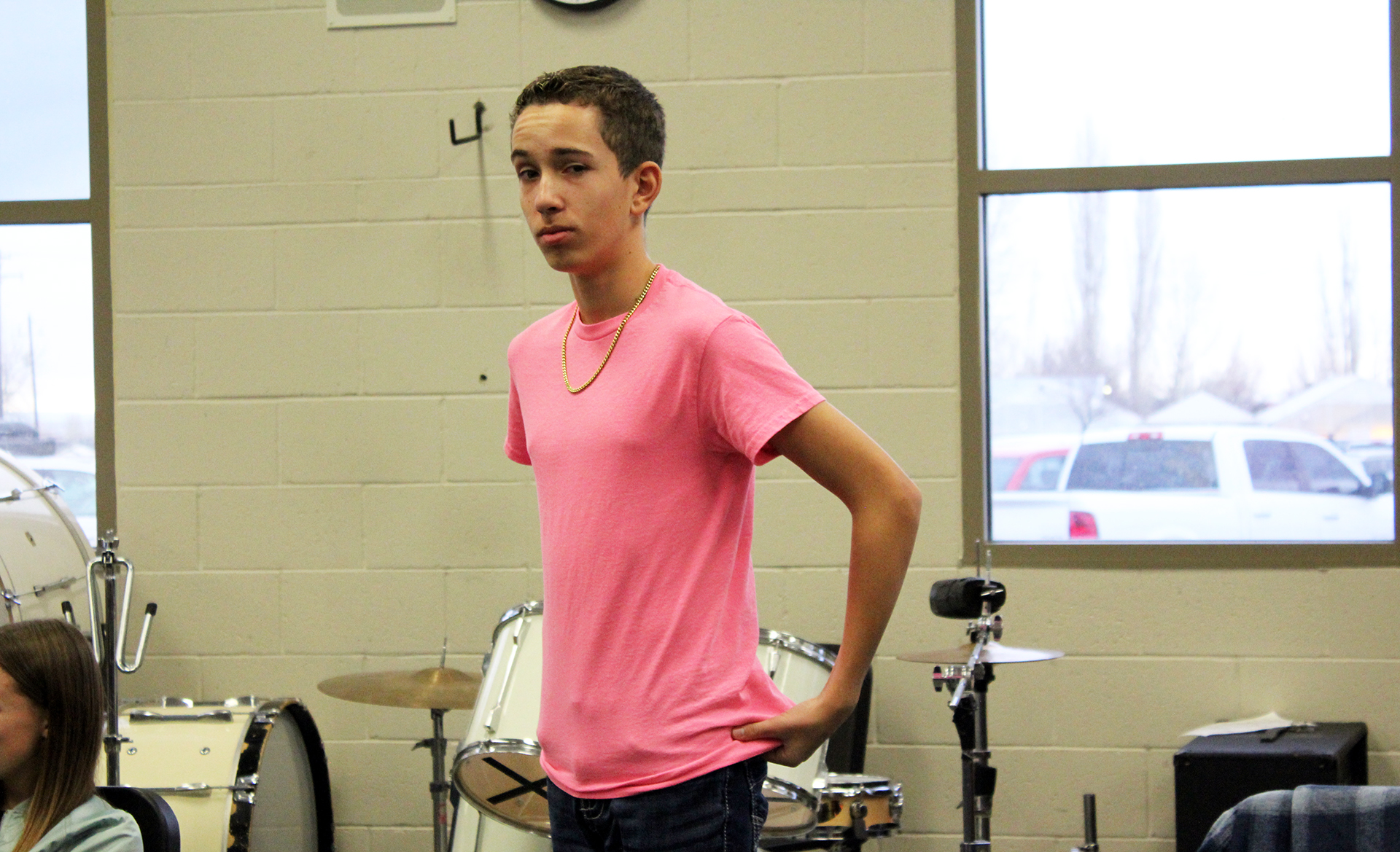 Caleb Sonderegger poses during a honor choir rehearsal last year. | Photo by Alianna Gonzalez