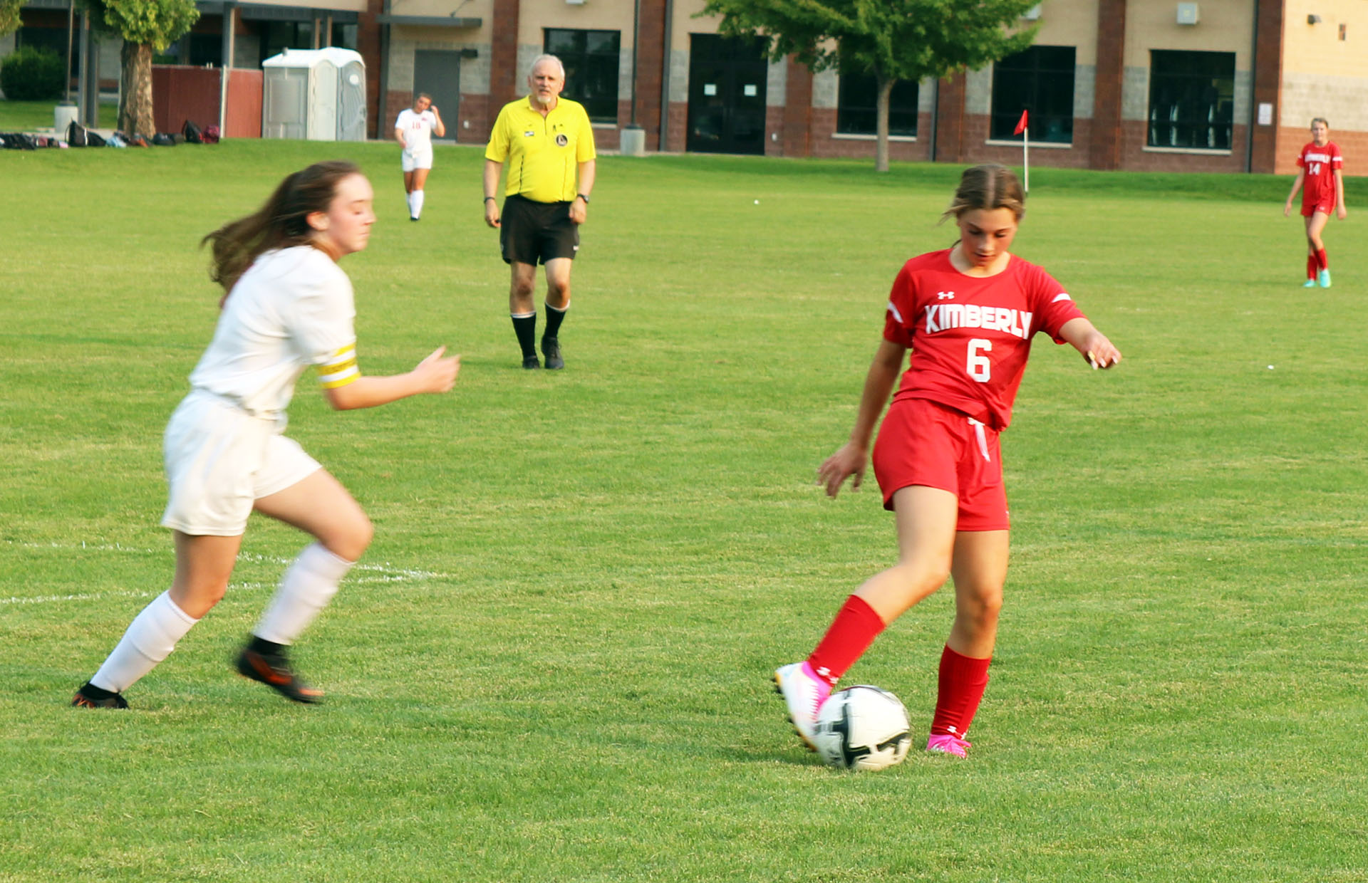 Sydney Wayment plays the ball during a game last season. | Photo by Publications staff