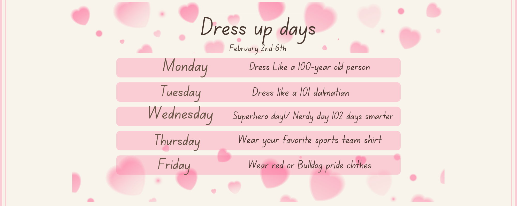 February Dress-up days