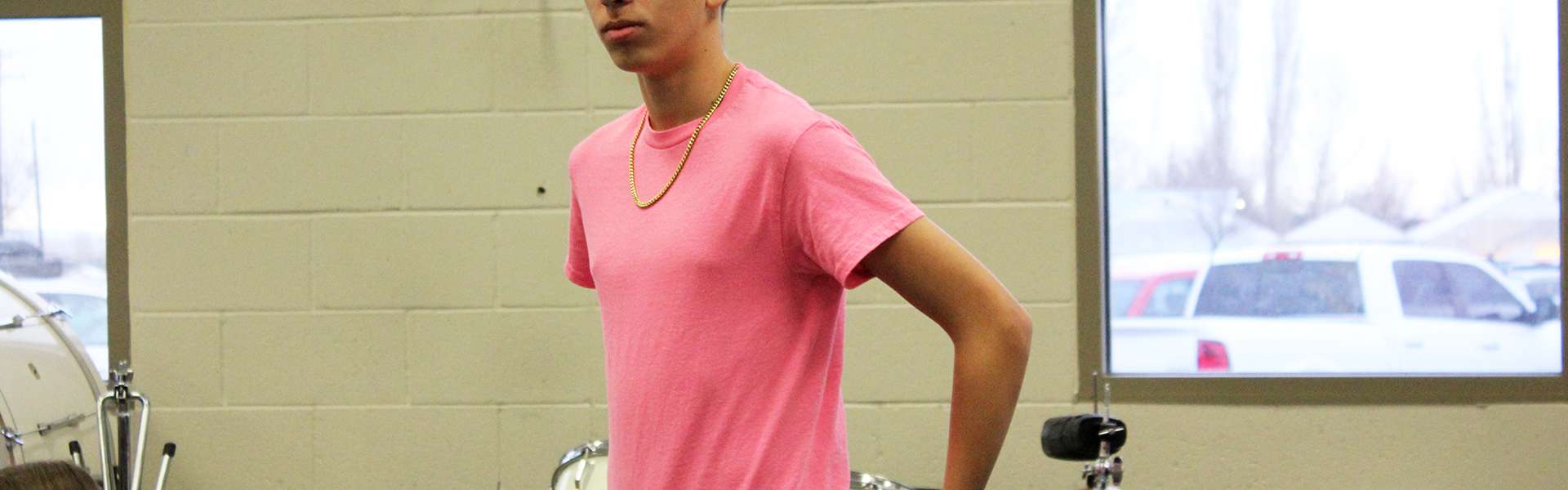 Caleb Sonderegger poses during a honor choir rehearsal last year. | Photo by Alianna Gonzalez