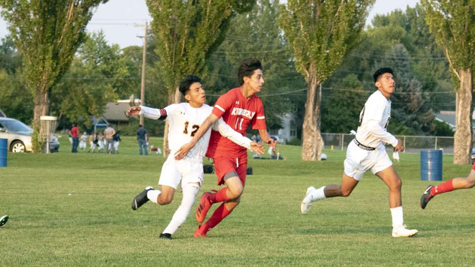 The Kimberly boys soccer team plays a match against Buhl last season. | Photo by Publications Staff The Kimberly boys soccer team plays a match against Buhl last season. | Photo by Publications Staff