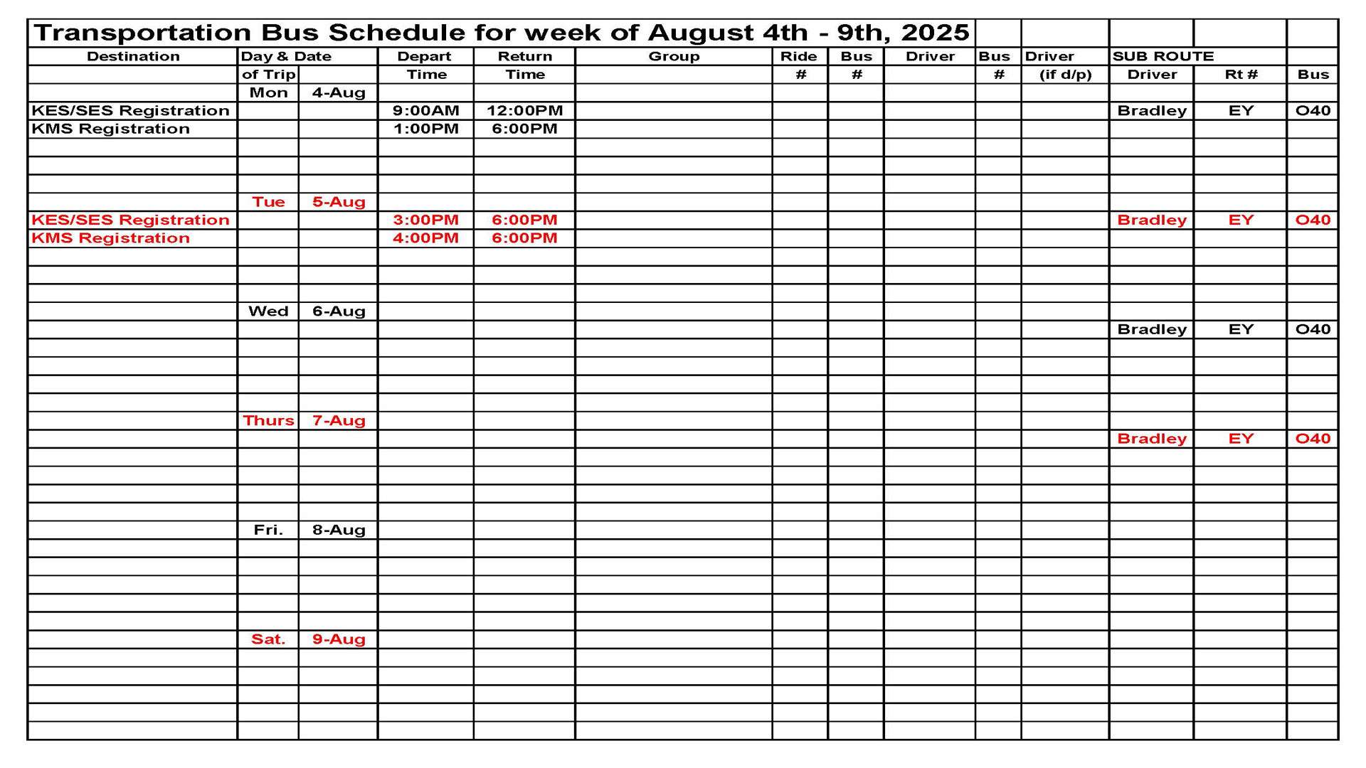 Transportation this week