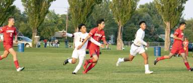 The Kimberly boys soccer team plays a match against Buhl last season. | Photo by Publications Staff