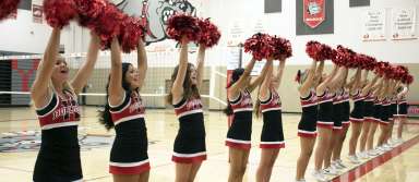 The KHS cheerleaders perform for the students during the Homecoming assembly on Friday, Sept. 9. | Photo by Jacey Cypriano
