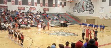 The KHS varsity volleyball team prepares to play Sugar-Salem on Friday, Sept. 27. | By Paco De Asis Medina Olea