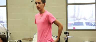 Caleb Sonderegger poses during a honor choir rehearsal last year. | Photo by Alianna Gonzalez