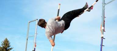 Senior Nolan Klimes pole vaults during practice. | Photo by Jaci Cowger